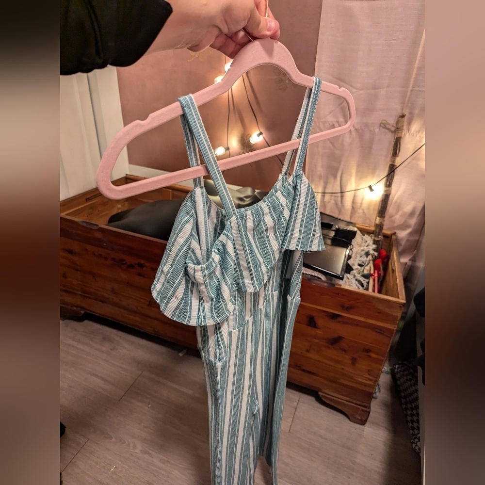 Eyeshadow Girls teal and white long pants jumpsuit‎ size 10 - Picture 6 of 12
